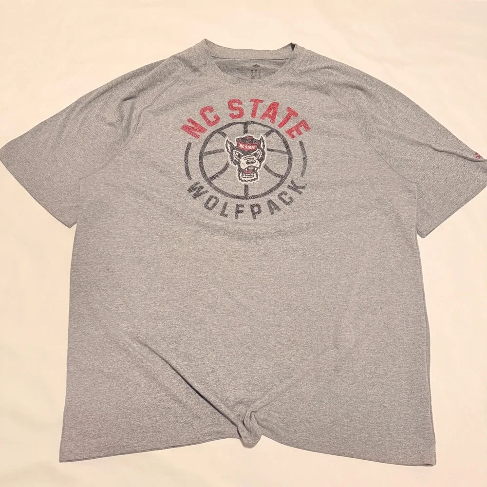 Adidas T-Shirt Mens XL Gray NC State Wolfpack Basketball Climalite Performance